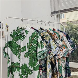 2021夏季新日系大码男港风沙滩情侣休闲短袖印花衬衫C3016-P35图片