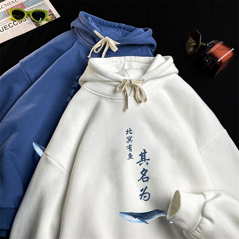 WY2261-P35加绒款-P40纯棉连帽卫衣男大码运动帽衫宽松薄,男装卫衣,电商A040