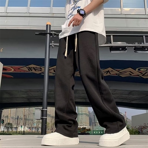 W299-P48 直筒卫裤秋季宽松潮牌大码运动裤潮流垂感阔腿休闲裤图片