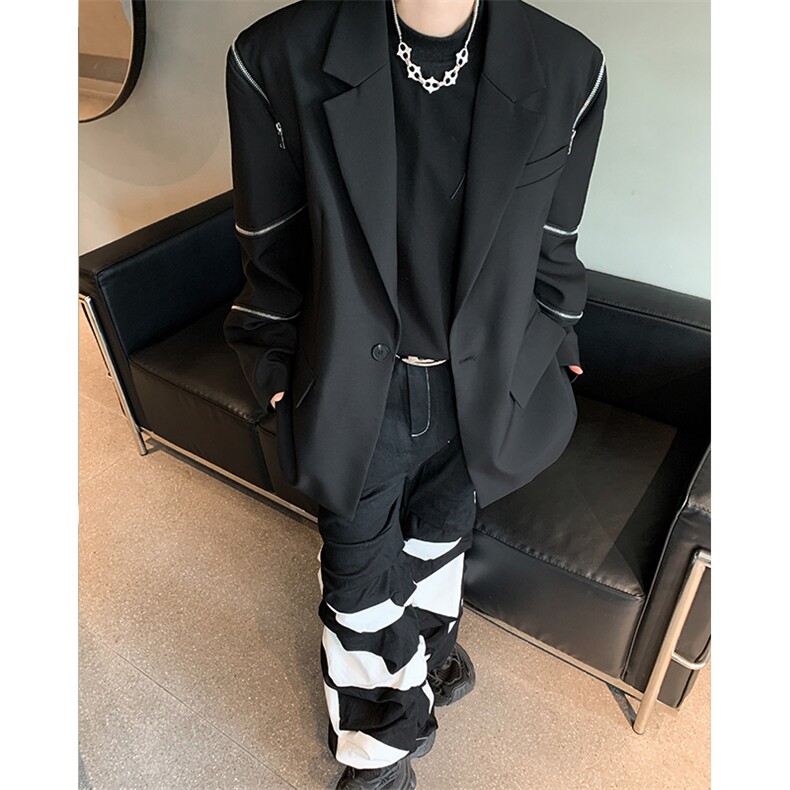 潮牌高级感小西装男秋小众拉链装饰设计感西服XZ514-2-24243-P118,男装西服套装,星座514-2(原B239)