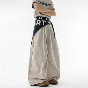 8XL-M 美式复古撞色屁帘工装伞兵裤男褶皱设计感宽松阔腿裤P68图片
