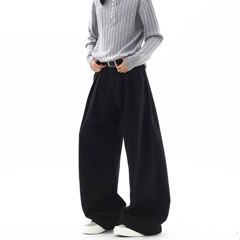 02设计感压褶西装休闲裤宽松慵懒直筒阔腿长裤XZ211-1-K2617-P55，男装西服套装，星座211-1