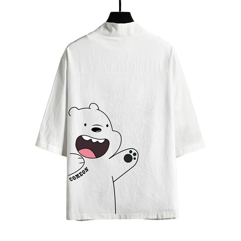 HF59131-P40风汉服男开衫外套七分袖道袍网格挂拍,男装民族服装,电商A040A