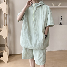 8XL-M休闲运动套装大码工装短袖冰丝薄款连帽户外防晒衣TZ1701P68，男装休闲套装，电商B238