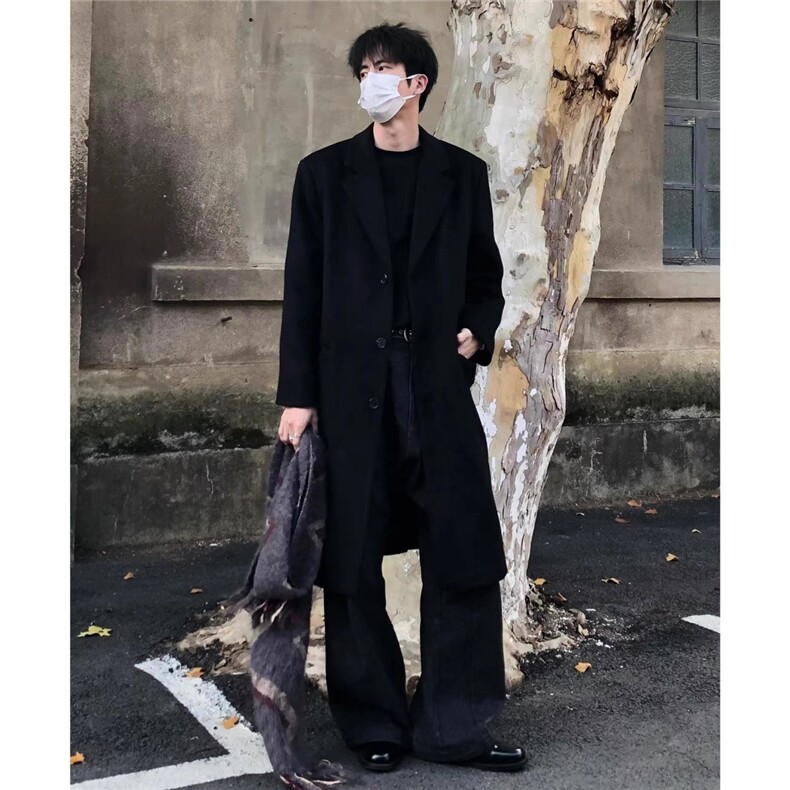 秋冬新款毛呢大衣休闲宽松长款上衣外套D328-JK33-P138,男装毛呢大衣,电商D328