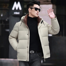 高品质脱卸帽短款90白鸭绒羽绒服外套中年男装加厚羽绒服夹克，男装夹克，钱塘723