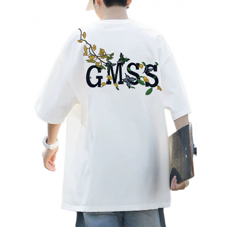 M513-P35刺绣款短袖t恤夏季宽松潮流ins情侣款上衣图片