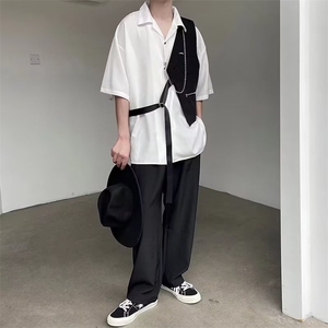 男百搭新款潮流夏季衬衫原宿纯色ins文艺C608P46图片