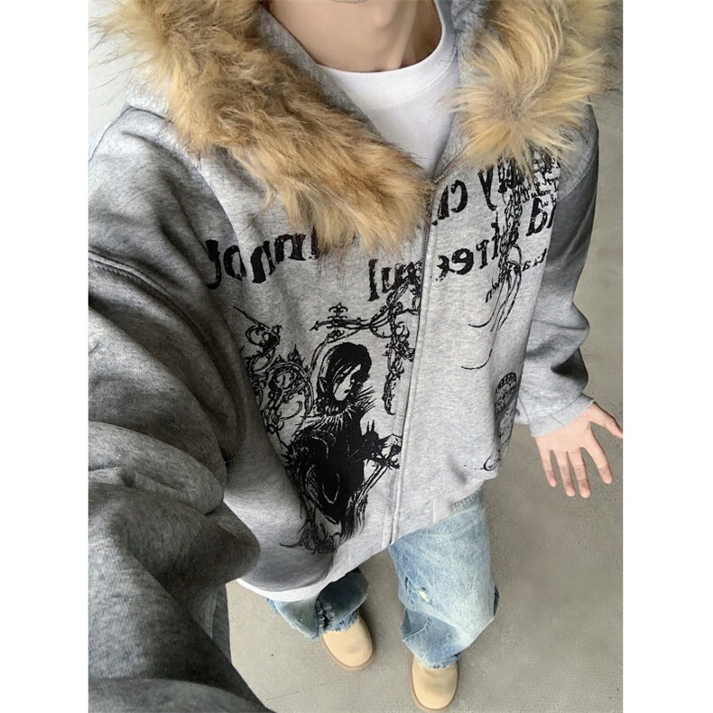 25哥特个性连帽加毛夹克外套WY41--P118,男装夹克,电商B288