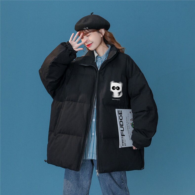 中性22冬季潮流趣味小猫印花立领加厚棉衣MY2047特批P65控98，男装棉衣，A247A