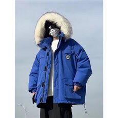 加绒加厚冬男女连帽棉衣毛领工装大口袋魔术贴面包服MY259P88，男装棉衣，星座1013-1