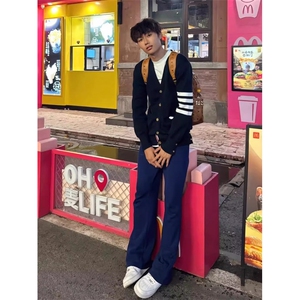 春夏新款刺绣印花小脚裤男潮韩版修身潮流长裤子男图片