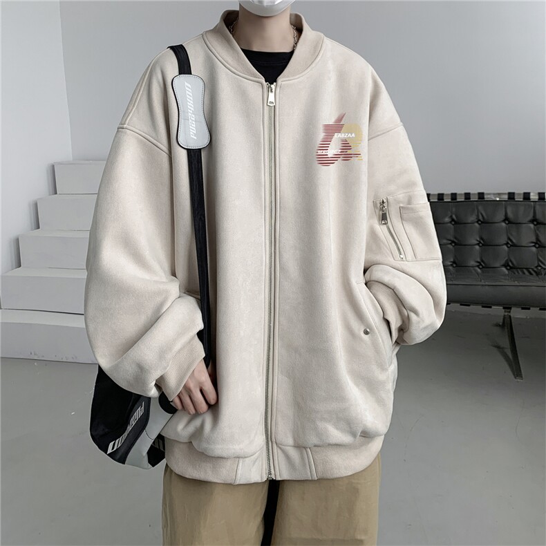 24春秋款美式复古麂皮绒飞行棒球服男女夹克外套JF3078-P80控108,男装夹克,电商B370