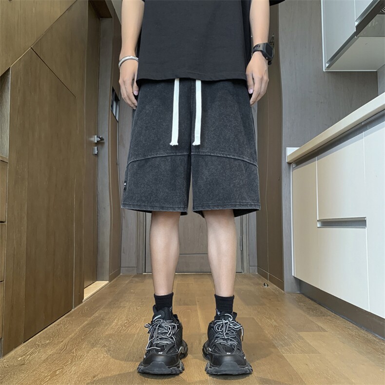 K117-P35夏季宽松型水洗做旧五分裤,男装休闲裤,星座1501-1