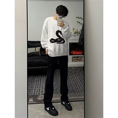 美式潮牌蛇形提花高级感毛衣男秋冬新款高街宽松M8819-P55，男装针织衫/毛衣，星座1109-3
