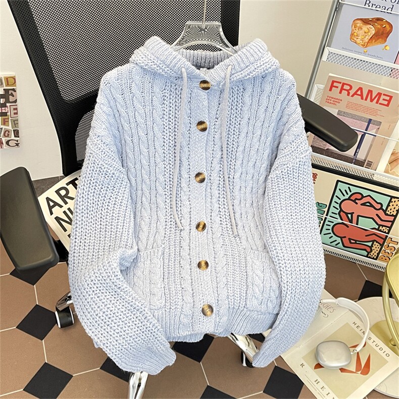 秋冬季新款开衫连帽毛衣潮流宽松加厚保暖针织衫，男装针织衫/毛衣，星座410-6（原星座1304-1）