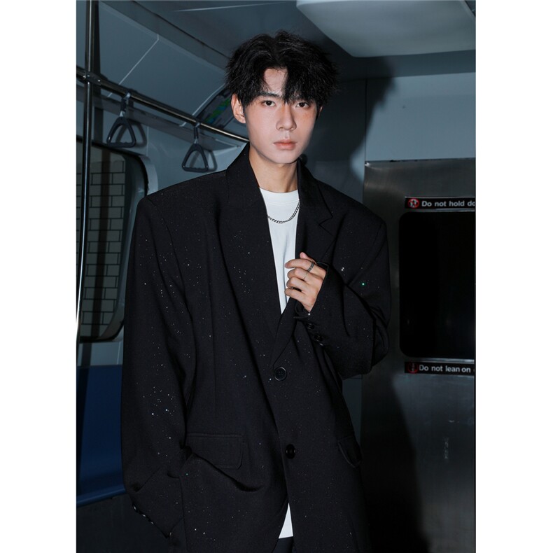 港风成分96%聚酯纤维4%氨纶满天星西服男西装男XF77871P85控138，男装西服套装，星座227-7