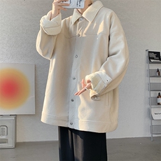 8XL-M特大码港风灯芯绒翻领夹克男羊羔毛棉衣棉服外套JK1307P68，男装夹克，电商D206-1