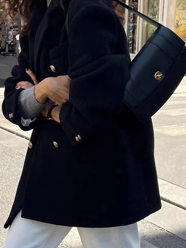 短款西装呢大衣小个子黑毛呢外套2025新款秋冬季保暖8073p85k138，女装毛呢外套，浙宝318