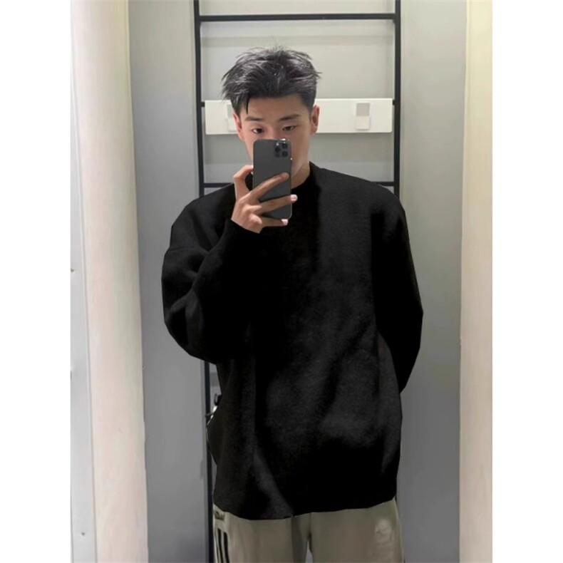 圆领毛衣男士纯色宽松外穿休闲针织衫D328-MM01-P45,男装针织衫/毛衣,电商D328