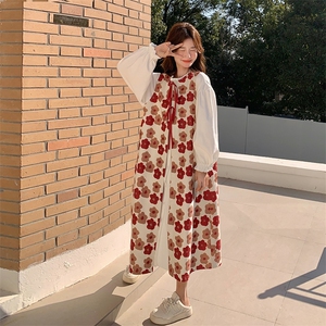 法式甜美碎花罩衫连衣裙套装女春秋2025新款多巴胺流行爆款长裙子图片
