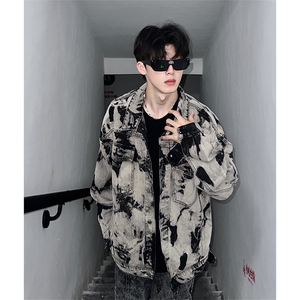 美式牛仔外套春秋扎染破坏牛仔衣设计感高街夹克男女潮NT521P75,牛仔休闲衣如何搭配图片欣赏图片
