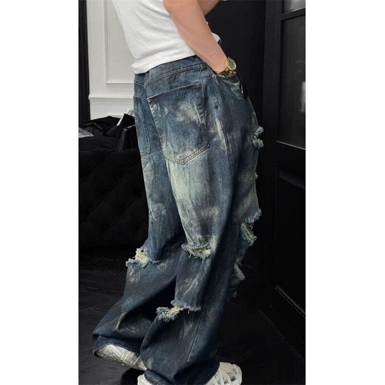网图！龙叨叨同款牛仔裤抖音得物可送样-EX50797-特批65,男装牛仔裤,电商A061