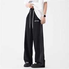 抖音品质夏季新款潮流条纹设计宽松冰丝裤B315-K24203-特p30控58，男装休闲裤，电商B315