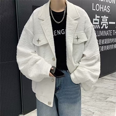 小香风外套潮牌男春秋高级感痞帅休闲西装发型师潮男穿搭工装夹克，男装夹克，星座716-4