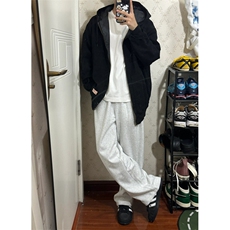 hiphop三条杠裤子男春秋运动直筒垂感宽松阔腿卫裤-STGWK53-P45，男装休闲裤，星座1007（原301D）