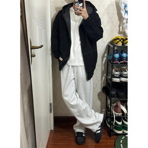 hiphop三条杠裤子男春秋运动直筒垂感宽松阔腿卫裤-STGWK53-P45图片