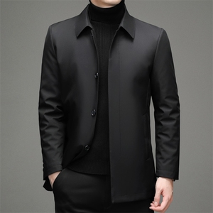 羽绒服男冬季新款加厚保暖上衣中年爸爸装翻领休闲白鸭绒男士外套图片