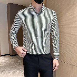 店主风男士秋冬新款条纹修身衬衫男衬衣301A-1/CS459/P55 控75图片
