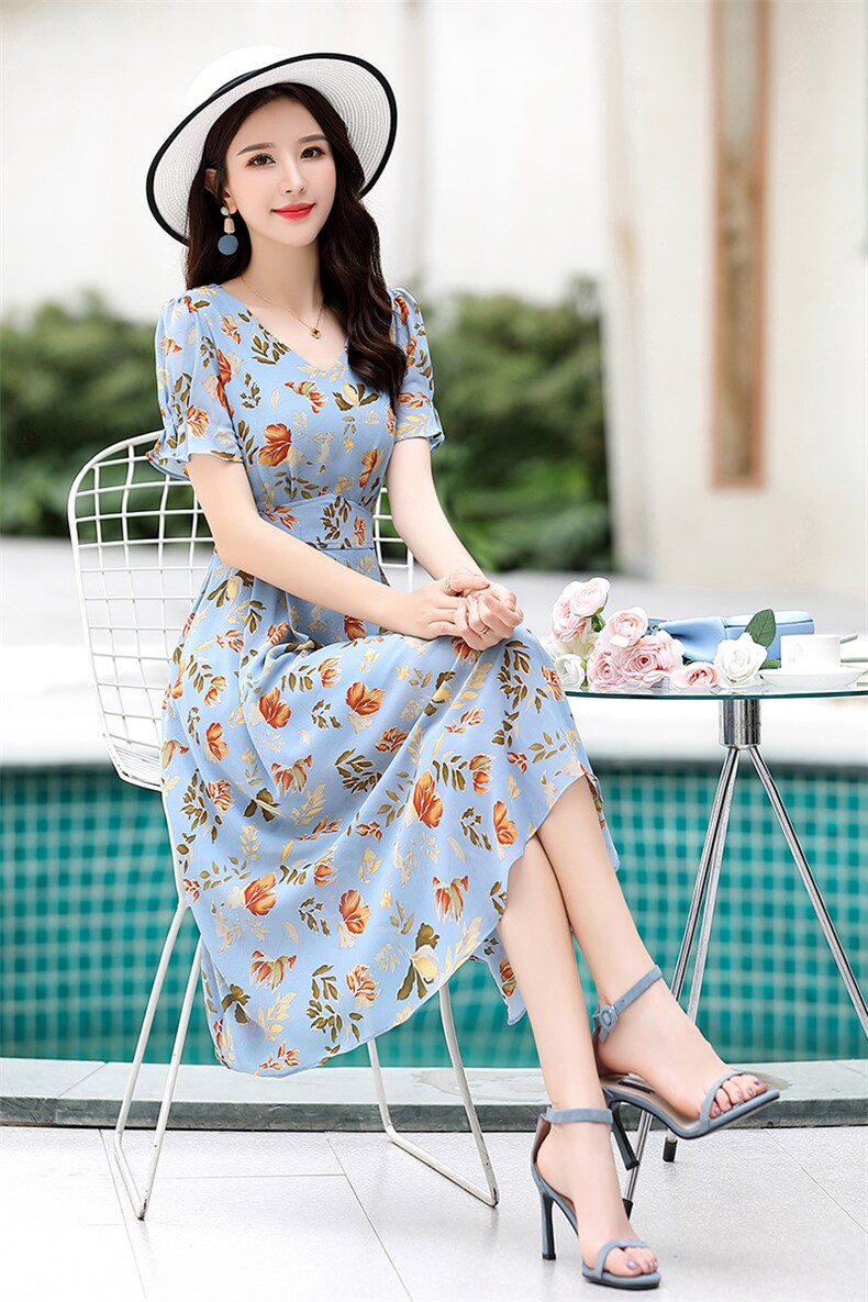 潮流舒适时尚连衣裙短袖2025年夏季中长款个性优雅,女装连衣裙,臻衣坊