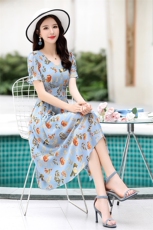 潮流舒适时尚连衣裙短袖2025年夏季中长款个性优雅，女装连衣裙，臻衣坊