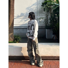 秋季新款印花长袖T恤衫美式潮牌D328-CX7701-P29，男装T恤，电商D328