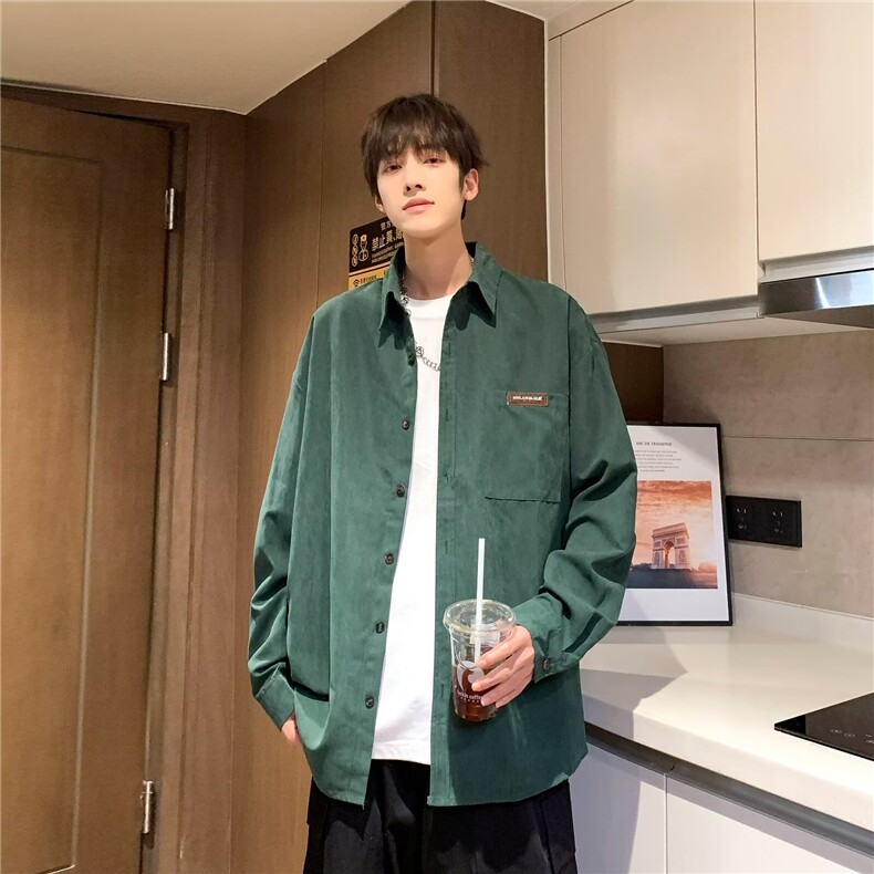 长袖衬衫男韩版潮流高级感上衣服港风休闲学生痞帅衬衣秋冬季外套,男装衬衫,星座1013