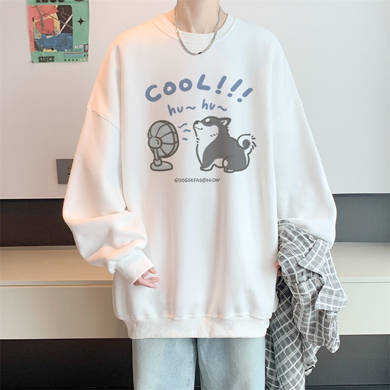 已注册400高克重华棉卫衣男秋港风宽松圆领打底WY9095/P35加绒P45图片