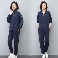 2024春秋季新款时尚优雅套头立领撞色卫衣两件套，女装套装/套裙，独衣靓
