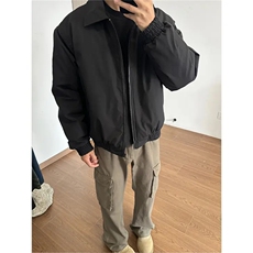 假模主推美式高街宽松短款行政棉服夹棉翻领夹克男D392特P55，男装夹克，电商A335-1（原A458）
