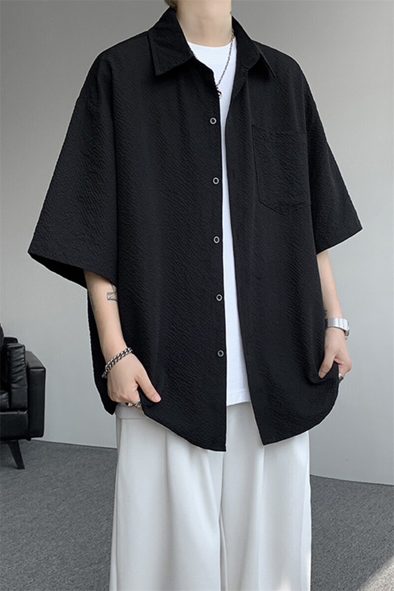 8XL-M泡泡纱盐缩肌理短袖衬衫男夏季冰丝外套防晒衬衣DC28011P36,男装衬衫,电商B312