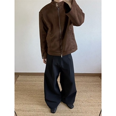 自家图~老钱风复古麂皮绒Cleanfit短款夹克外套W1395/特P75，男装夹克，电商B350