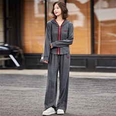 休闲运动套装女2026春装新款韩版洋气开衫宽松连帽显瘦卫衣两件套，女装套装/套裙，微微衣阁