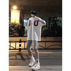 B221美式ins高街暗黑拉链休闲牛仔短裤五分裤LK23082-P50控68，男装牛仔裤，电商B221