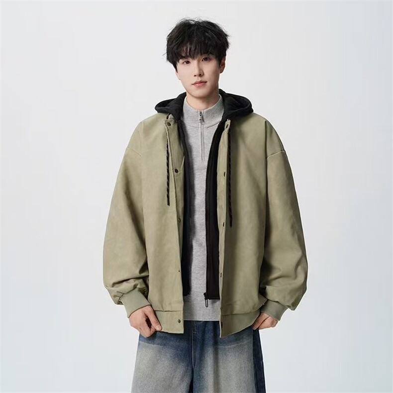 1506A/G3210/P74连帽男士夹克新款内里口袋美式皮夹克图片