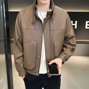 新款 男士皮夹克 防风防水立体口袋309B-3-2307-P95图片