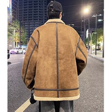 新款麂皮绒美式翻领夹克外套男秋冬季加厚颗粒绒棉衣H1107P105，男装夹克，星座1116-2
