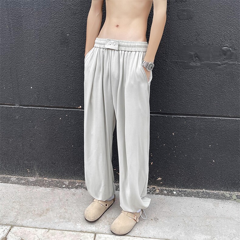 休闲裤男韩版潮流百搭裤子夏季薄款坠感阔腿拖地长裤K02839-P35,男装休闲裤,星座308B-2