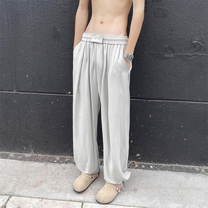 休闲裤男韩版潮流百搭裤子夏季薄款坠感阔腿拖地长裤K02839-P35图片