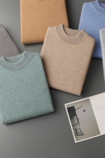 秋冬季新款舒适时尚百搭一线成衣平面半高领35%羊绒衫，男装羊绒套衫，雅之冉羊绒